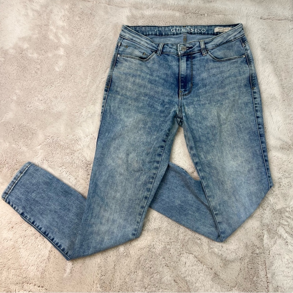 GUESS ECO Sexy Curve Skinny Jeans Mid Rise Womens 29x31 Retro Acid Wash Light